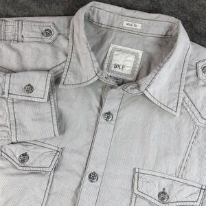 BKE Mens Gray Pinstripe Slim Fit Long Sleeve Button Up Shirt XL